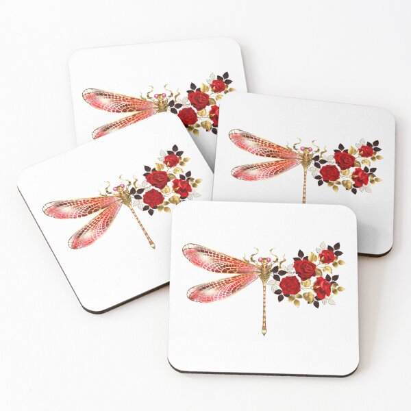 Item preview, Floral dragonfly with red roses designed and sold by Blackmoon9.
