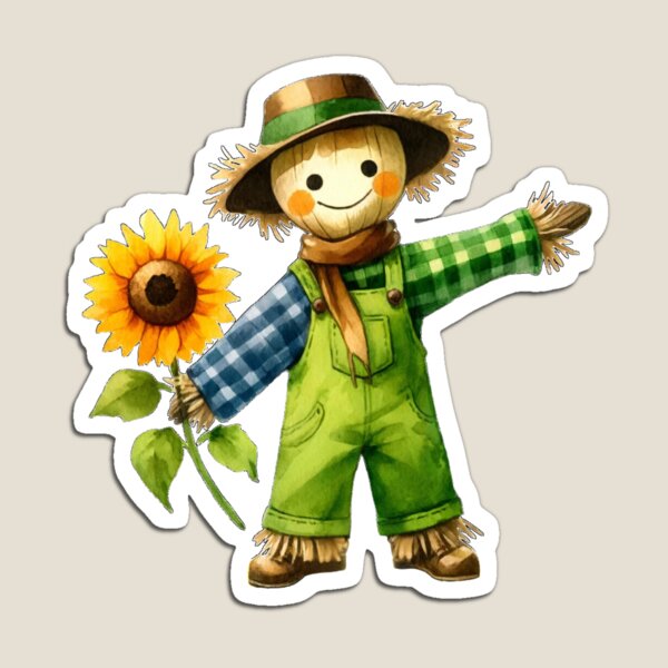 Item preview, Happy Scarecrow Holding Sunflower designed and sold by Little Care Studio.