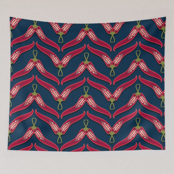Item preview, Pimiento picante, imitación zigzag, fondo azul oscuro designed and sold by Alex Blud.