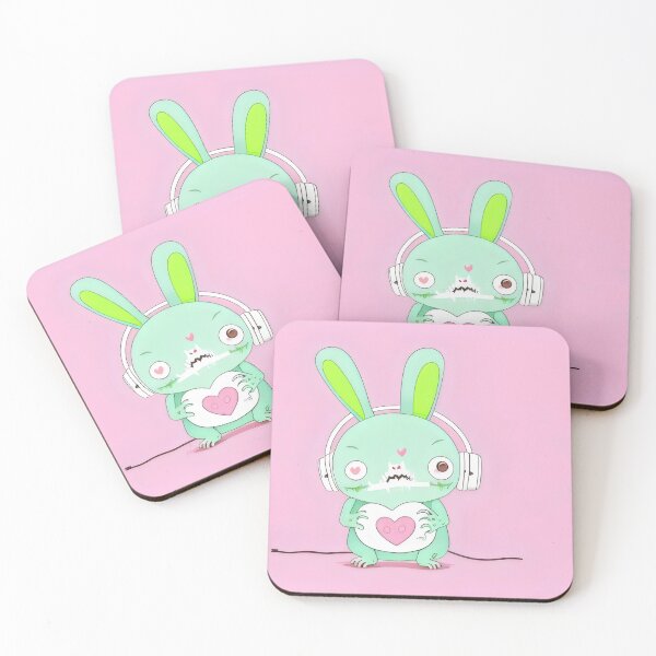Item preview, Quirky Zombie Bunny with Headphones and Heart Illustration designed and sold by Cherry-Cat.