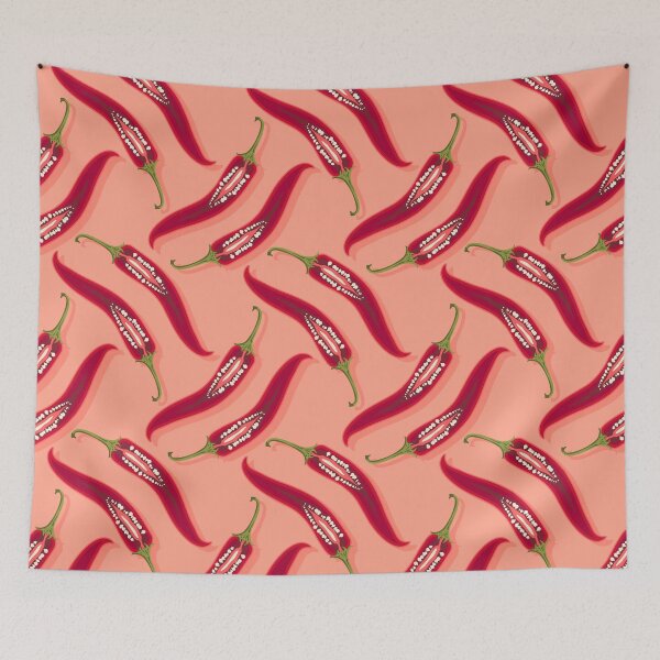 Item preview, Pimiento picante, imitación malla, fondo coral designed and sold by Alex Blud.