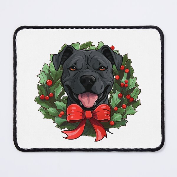Item preview, Pitbull - black -  Christmas Wreath Dog designed and sold by wotsthis.