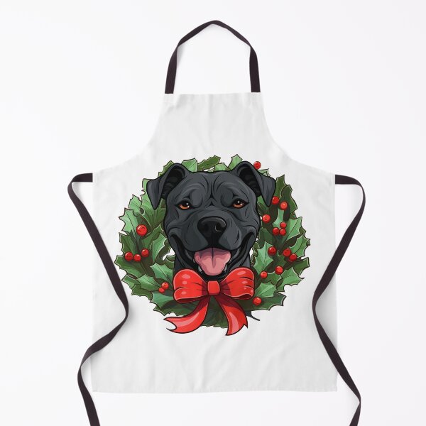 Item preview, Pitbull - black - Christmas Wreath Dog designed and sold by wotsthis.