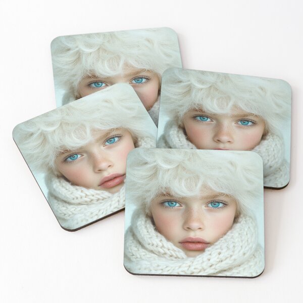Item preview, Winter portrait of a young woman with white-blonde curls and cream-colored scarf designed and sold by GabbyKI261.