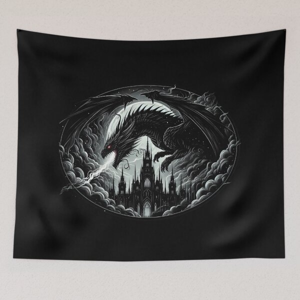 Item preview,  Gothic Dragon Over Haunted Castle designed and sold by IllumeInk.