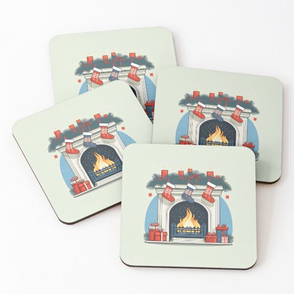 Item preview, Una acogedora escena de chimenea con medias y llamas arremolinadas. designed and sold by HEMRO.
