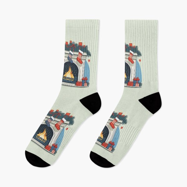Item preview, A cozy fireplace scene with stockings and swirling flames designed and sold by HEMRO.