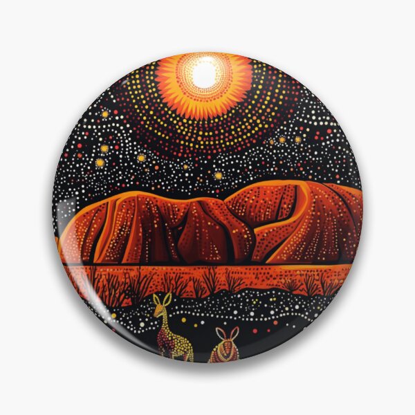 Item preview, Aboriginal Inspired Dot Art - Ayers Rock Uluru At Night designed and sold by GrinGalore.