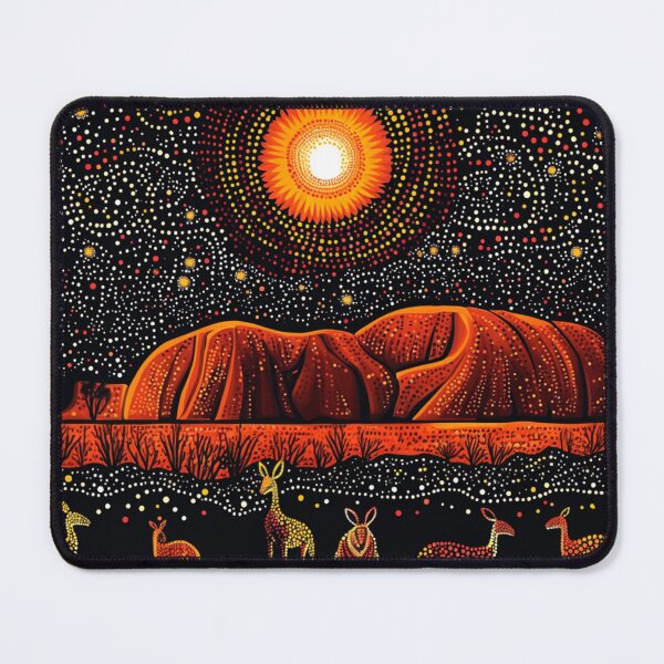 Item preview, Aboriginal Inspired Dot Art - Ayers Rock Uluru At Night designed and sold by GrinGalore.