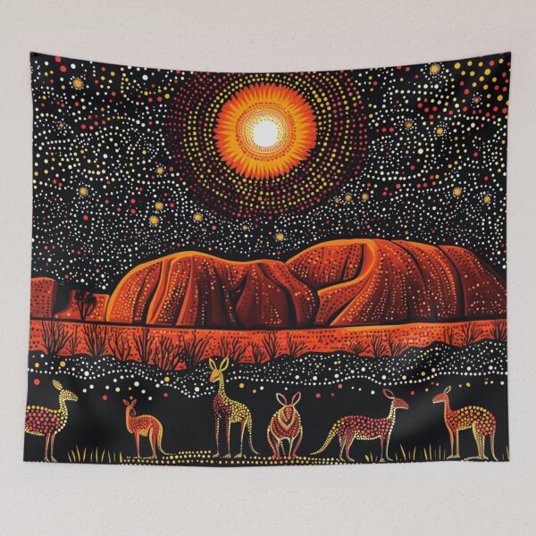 Item preview, Aboriginal Inspired Dot Art - Ayers Rock Uluru At Night designed and sold by GrinGalore.