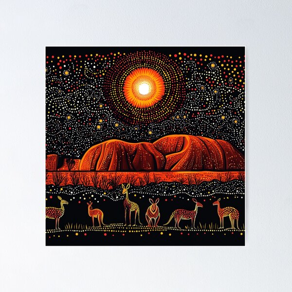 Item preview, Aboriginal Authentic Art - Ayers Rock Uluru At Night designed and sold by GrinGalore.