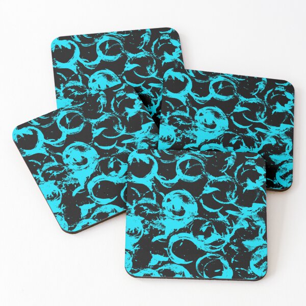 Item preview, Black and Teal Painted Circle Circular Print Making Pattern Grunge Texture #1 designed and sold by BadgerCastle.