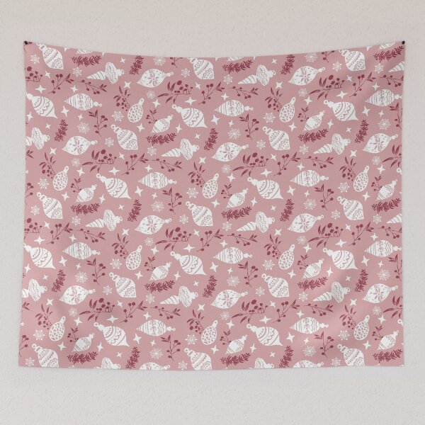 Item preview, Pink Christmas Ornaments Snowflakes Floral Pattern designed and sold by magdalastudiodesign.
