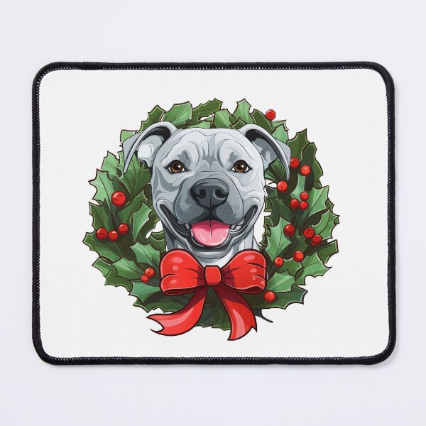 Item preview, Staffy -  white -  Christmas Wreath Dog designed and sold by wotsthis.