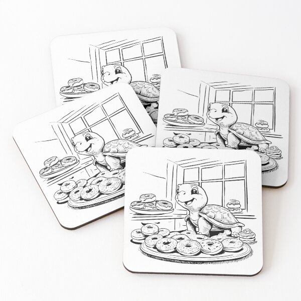 Item preview, Cute Turtle Serving Donuts designed and sold by GeoSketchWear.