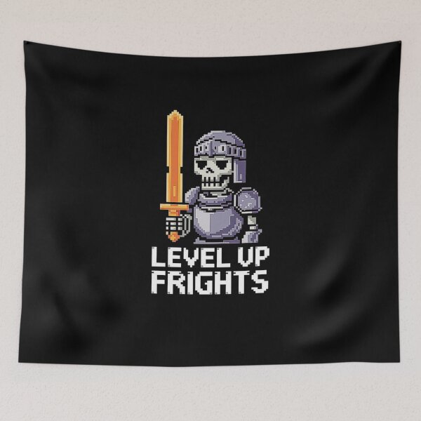 Item preview, Pixel Skeleton Knight Warrior with Fiery Sword for Gamers designed and sold by love3617.