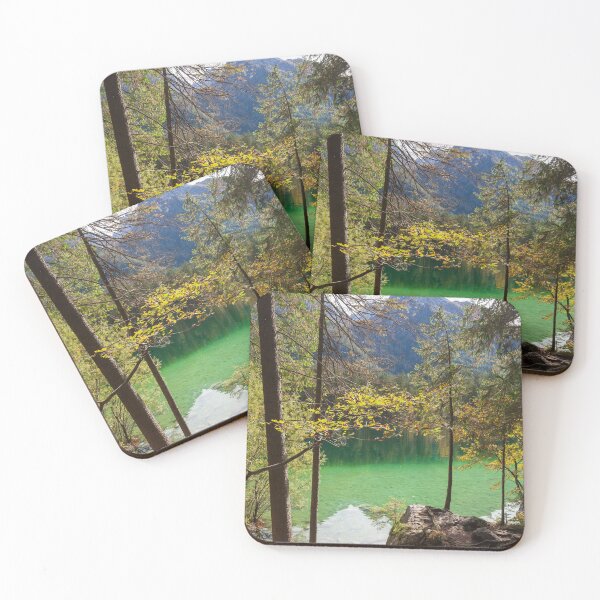 Item preview, Hochkalter mountain massif with forest and rocks at Hintersee in autumn, Ramsau designed and sold by Torsten  Krüger.