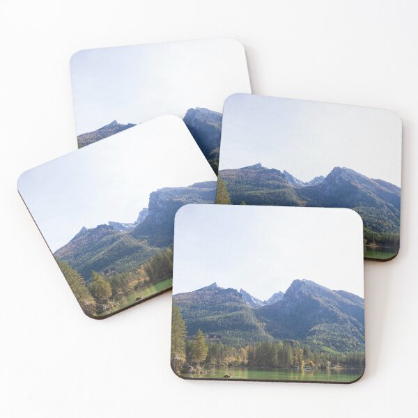 Item preview, Hochkalter mountain range with forest at Hintersee in autumn, Ramsau designed and sold by Torsten  Krüger.
