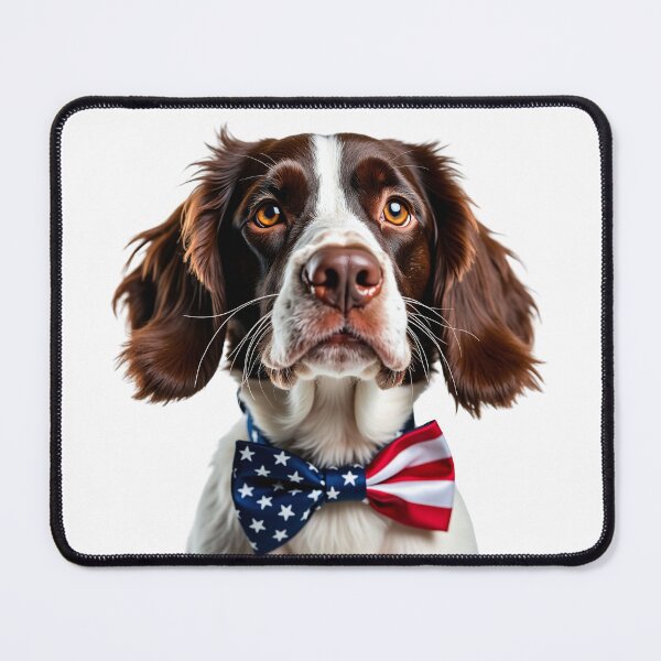 Item preview, Funny cool English Springer Spaniel dog wearing a USA flag bow tie designed and sold by LazyOwlStore.