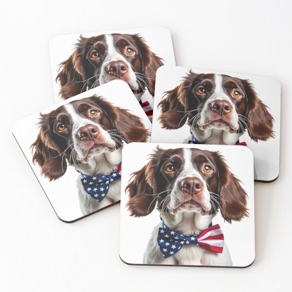 Item preview, Funny cool English Springer Spaniel dog wearing a USA flag bow tie designed and sold by LazyOwlStore.