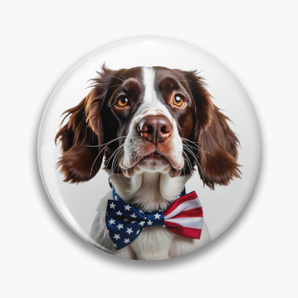 Item preview, Funny cool English Springer Spaniel dog wearing a USA flag bow tie designed and sold by LazyOwlStore.