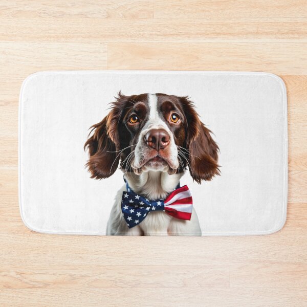 Item preview, Funny cool English Springer Spaniel dog wearing a USA flag bow tie designed and sold by LazyOwlStore.