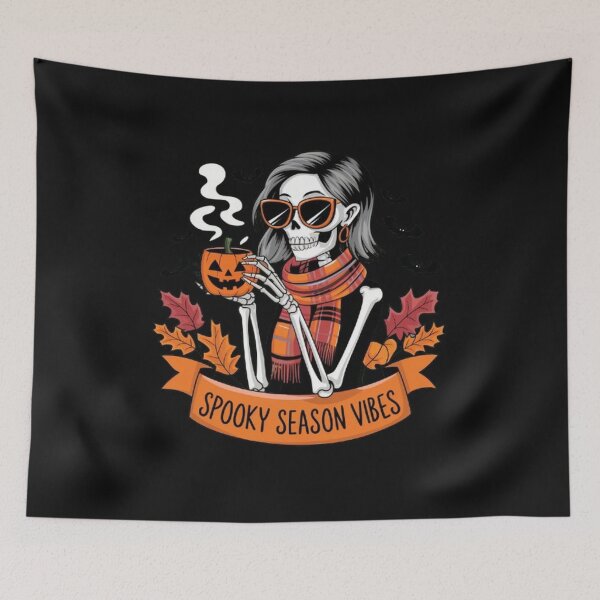 Item preview, Spooky Season Vibes: Chic Skeleton Woman with Fall Flair designed and sold by SztylishDesigns.