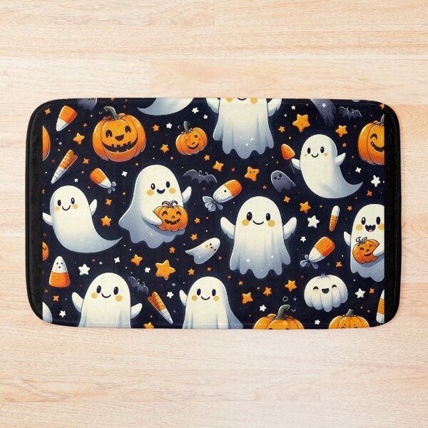 Item preview, Spooky yet sweet Halloween pattern showcasing smiling ghosts, pumpkins, and candy for Halloween lovers. designed and sold by HeeShirt.