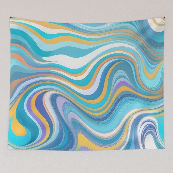 Item preview, Groovy Liquid Pastel Swirls Abstract Lines Pattern Modern Retro Art 1 of 4 designed and sold by Beachy.
