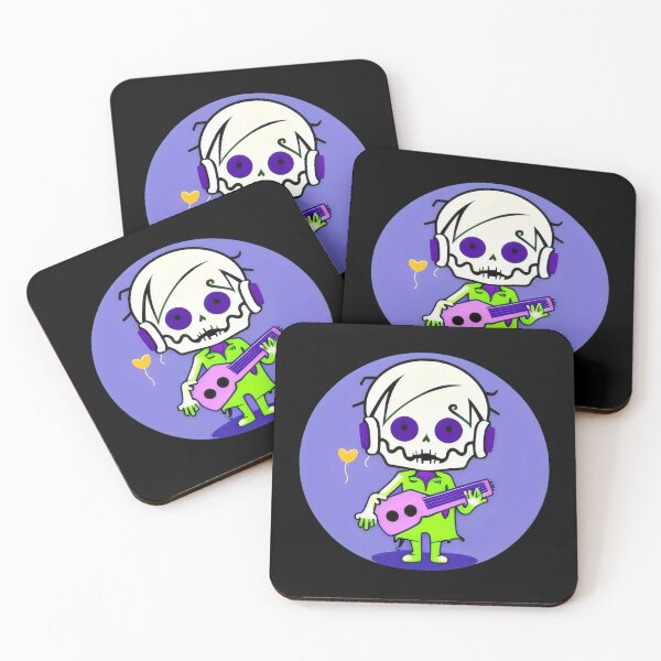 Item preview, Lindo esqueleto con auriculares y guitarra. Dibujo animado peculiar designed and sold by Cherry-Cat.
