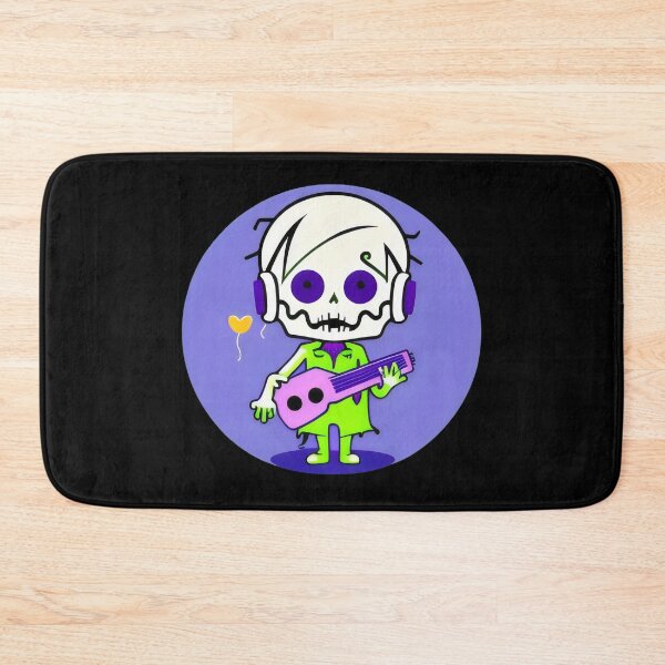 Item preview, Cute Skeleton with Headphones and Guitar Quirky Cartoon Art designed and sold by Cherry-Cat.