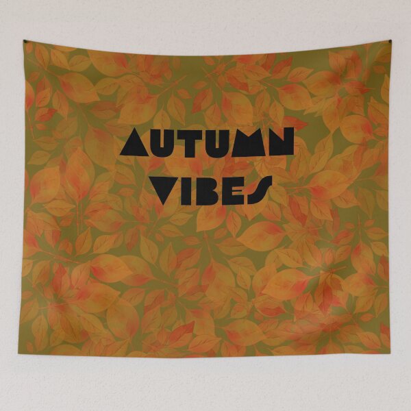 Item preview, "Autumn Vibes" inscription in autumn style. Black ,khaki, orange. designed and sold by My-fake-places.
