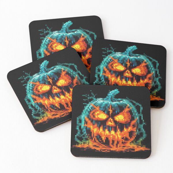 Item preview, Pixel graphics. Colorful spooky pumpkin, straight out of a horror movie. For nerds designed and sold by Boogeyman Bill.