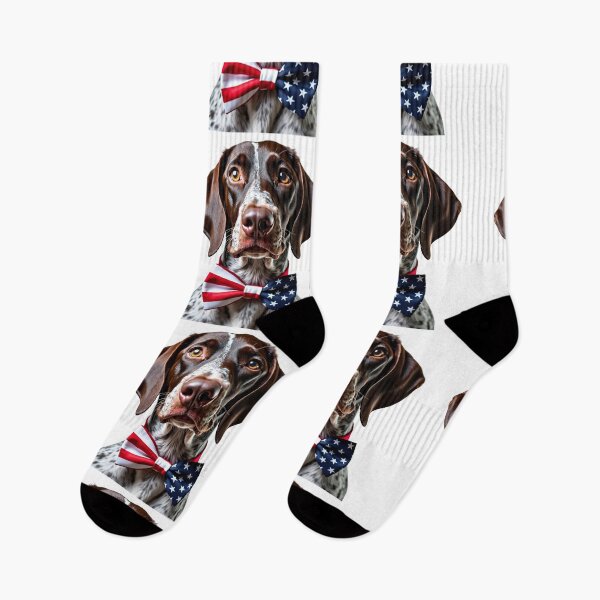 Item preview, Funny cool German Shorthaired Pointer dog wearing a USA flag bow tie designed and sold by LazyOwlStore.