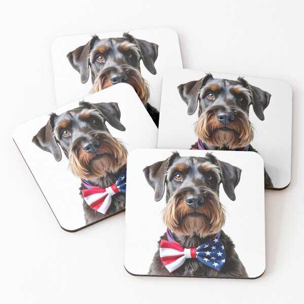 Item preview, Funny cool Giant Schnauzer dog wearing a USA flag bow tie designed and sold by LazyOwlStore.