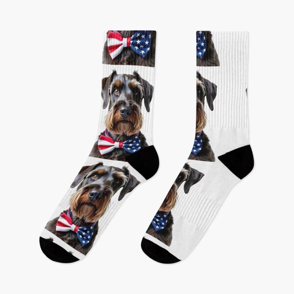 Item preview, Funny cool Giant Schnauzer dog wearing a USA flag bow tie designed and sold by LazyOwlStore.