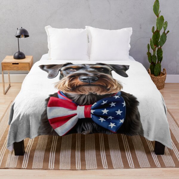 Item preview, Funny cool Giant Schnauzer dog wearing a USA flag bow tie designed and sold by LazyOwlStore.