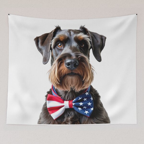 Item preview, Funny cool Giant Schnauzer dog wearing a USA flag bow tie designed and sold by LazyOwlStore.