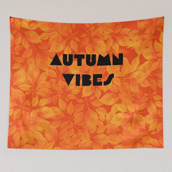 Item preview, "Autumn Vibes" inscription in autumn style. Black ,yellow, orange. designed and sold by My-fake-places.