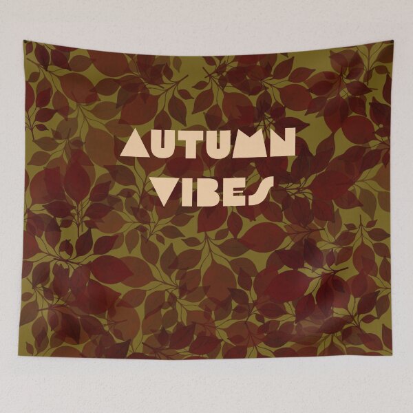 Item preview, "Autumn Vibes" inscription in autumn style. Ivory ,khaki, brown. designed and sold by My-fake-places.