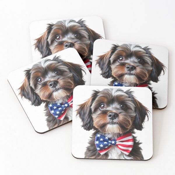 Item preview, Funny cool Havanese dog wearing a USA flag bow tie designed and sold by LazyOwlStore.