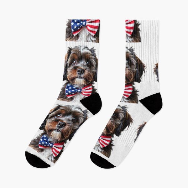 Item preview, Funny cool Havanese dog wearing a USA flag bow tie designed and sold by LazyOwlStore.