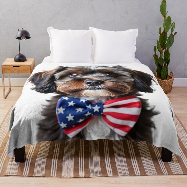 Item preview, Funny cool Havanese dog wearing a USA flag bow tie designed and sold by LazyOwlStore.