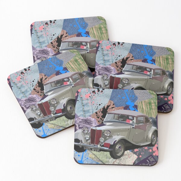 Item preview, Vintage Car Design with Fabric Swatches, Old Map, and Newspaper designed and sold by Arte82.