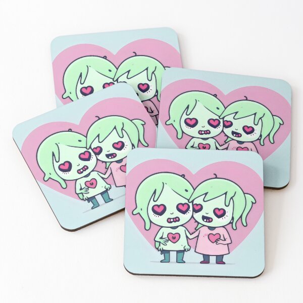 Item preview, Cute Zombie Couple in Love with Heart Eyes Cartoon Art designed and sold by Cherry-Cat.