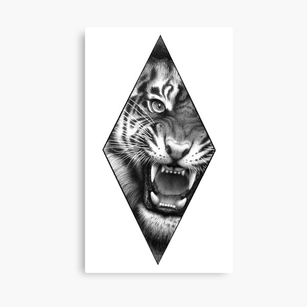 Item preview, Roaring Tiger Print - Black and White Realistic Design designed and sold by salvaccaro.
