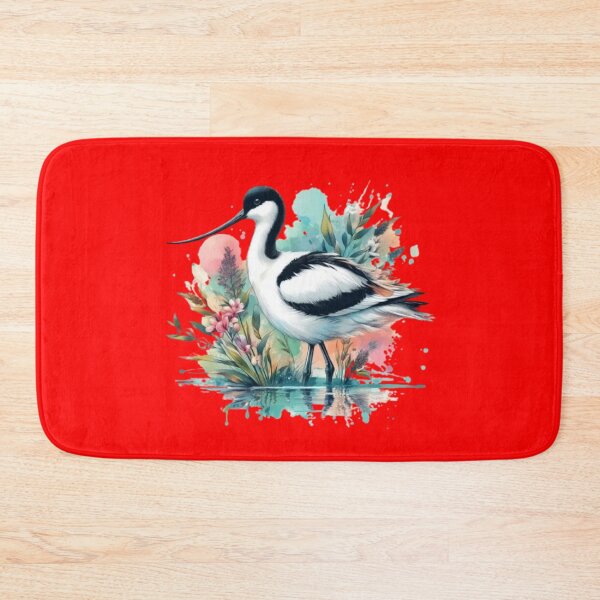 Item preview, A beautiful avocet bird in the water with various leaves and flowers with colorful background designed and sold by Marcoshop10.