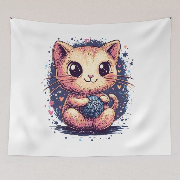 Item preview, Cat playing with ball of wool designed and sold by DerSenat.