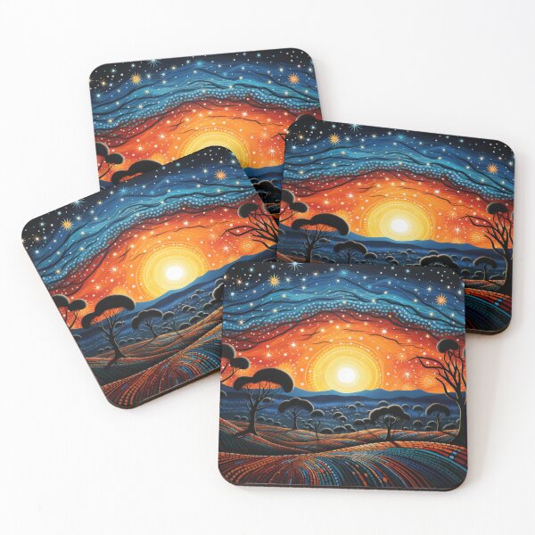Item preview, Aboriginal Inspired Dot Art - Dawn Of The Australian Outback designed and sold by GrinGalore.