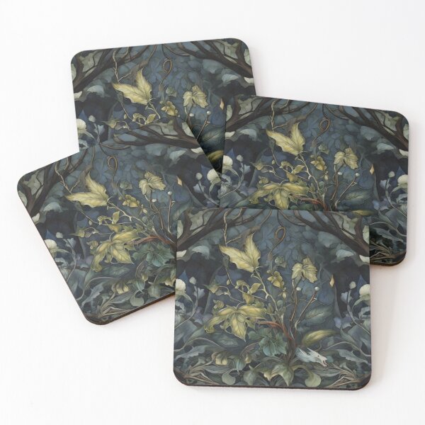Item preview, Lord of the Feyries fairy forest magical beautiful dark spooky fresco design after William Morris designed and sold by Vintage Designs +.